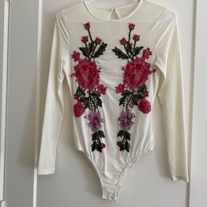 Embroidered bodysuit